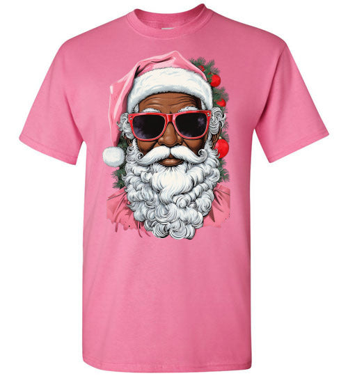 Black African American Santa Clause Tee Shirt Top T-Shirt