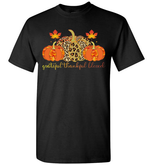 Grateful Thankful Blessed Fall Graphic T-Shirt Top