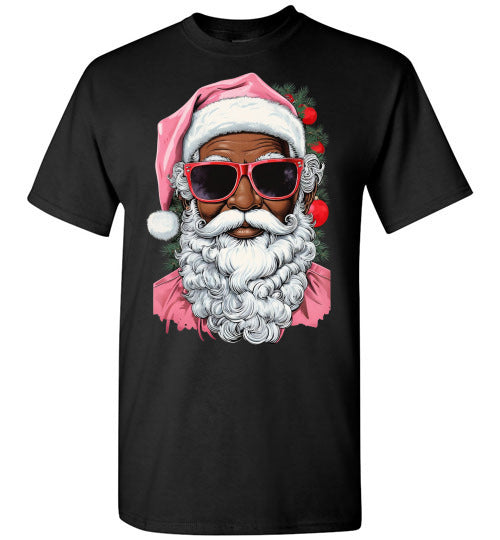 Black African American Santa Clause Tee Shirt Top T-Shirt