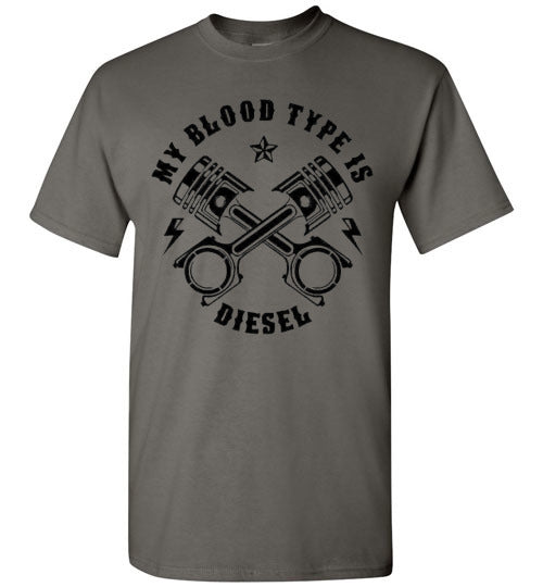 My Blood Type Is Diesel Trucker Graphic Tee Shirt Top