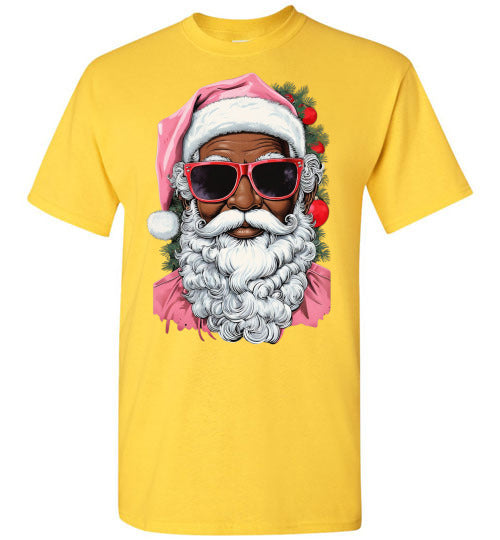 Black African American Santa Clause Tee Shirt Top T-Shirt