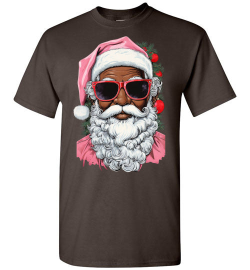 Black African American Santa Clause Tee Shirt Top T-Shirt