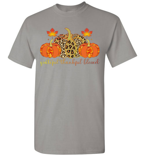 Grateful Thankful Blessed Fall Graphic T-Shirt Top