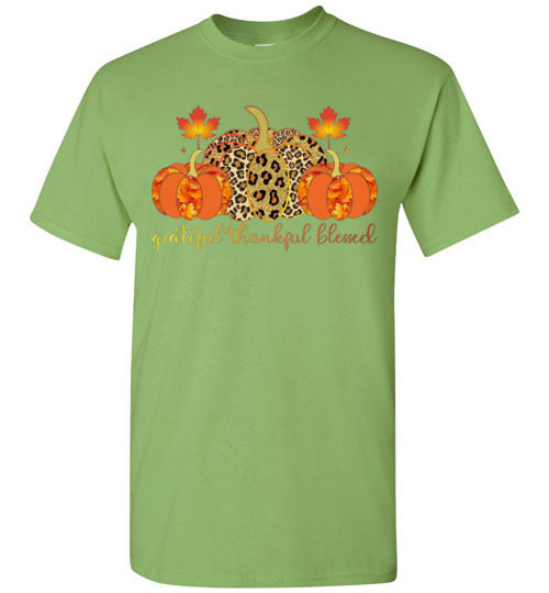 Grateful Thankful Blessed Fall Graphic T-Shirt Top