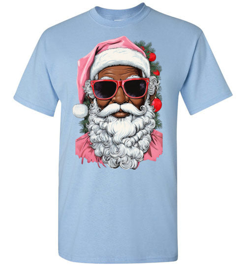 Black African American Santa Clause Tee Shirt Top T-Shirt