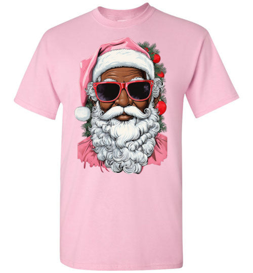 Black African American Santa Clause Tee Shirt Top T-Shirt