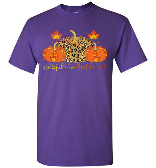 Grateful Thankful Blessed Fall Graphic T-Shirt Top