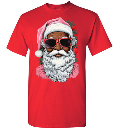 Black African American Santa Clause Tee Shirt Top T-Shirt