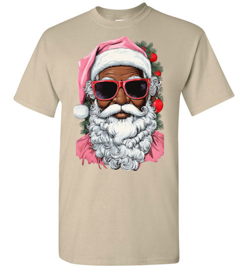 Black African American Santa Clause Tee Shirt Top T-Shirt