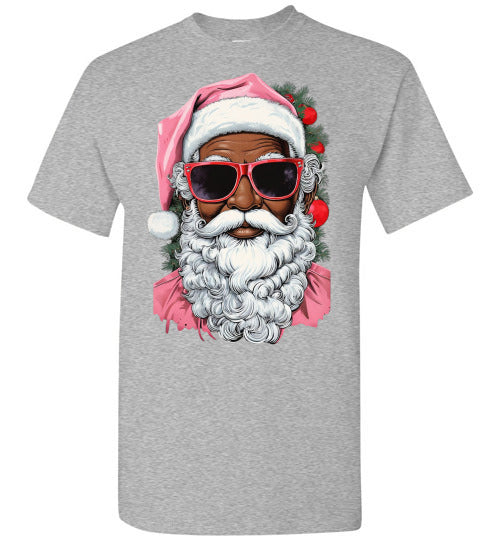 Black African American Santa Clause Tee Shirt Top T-Shirt