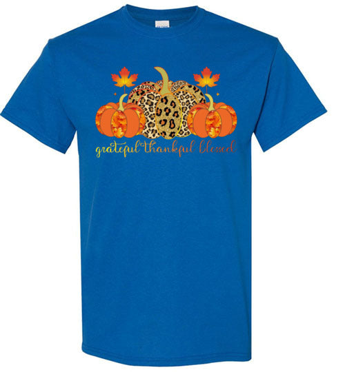 Grateful Thankful Blessed Fall Graphic T-Shirt Top