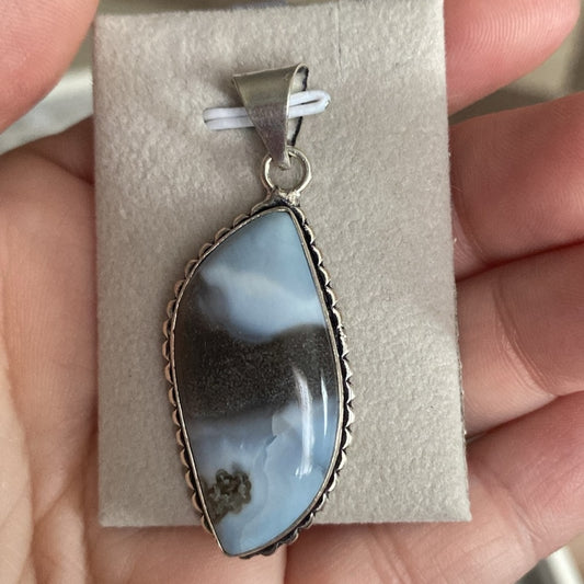 215 ❤️ Blue Opal Gemstone Crystal Pendant Necklace