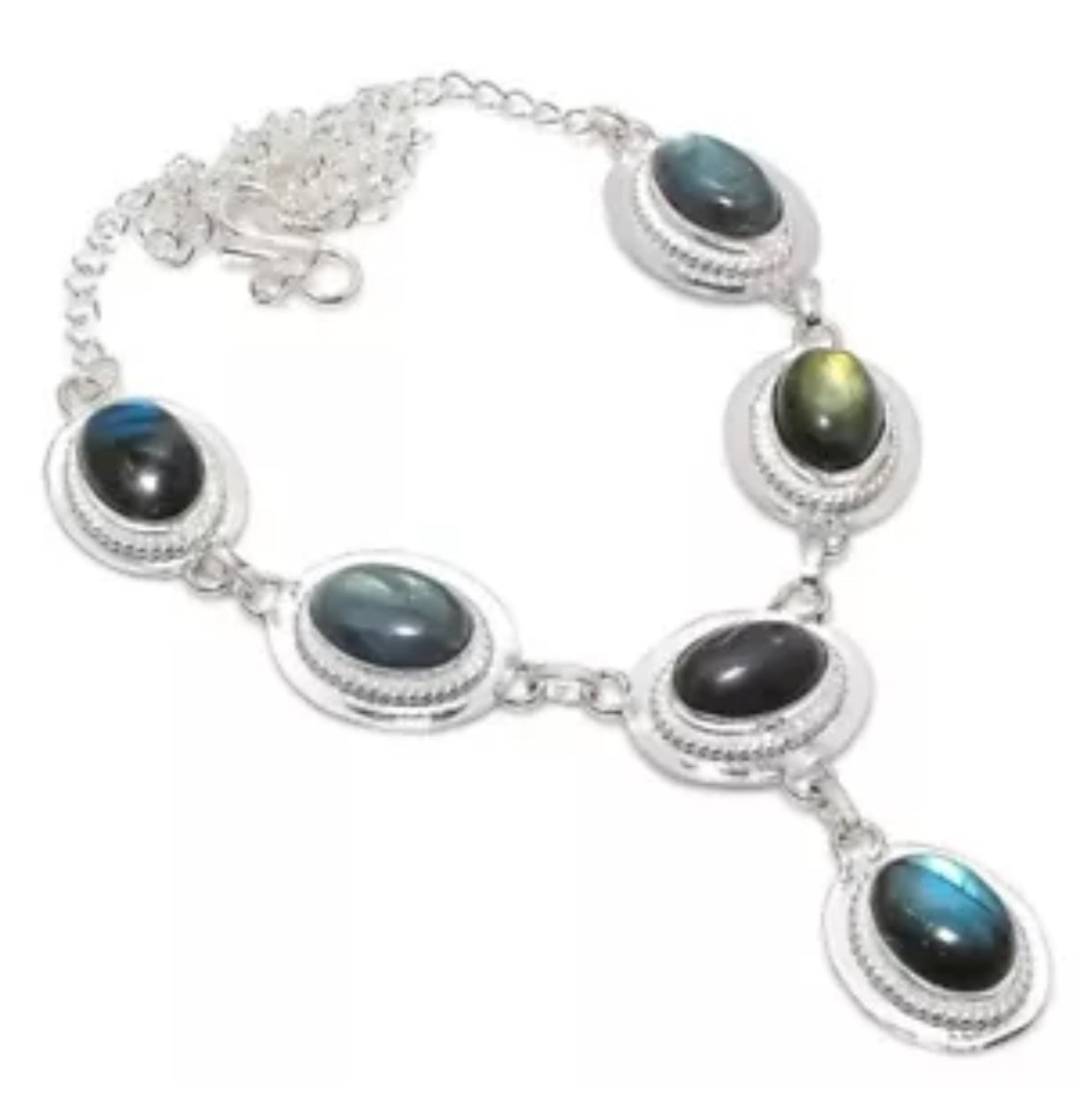 Labradorite Gemstone Handmade 925 Sterling silver Jewelry Necklace Size 18"