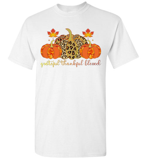 Grateful Thankful Blessed Fall Graphic T-Shirt Top