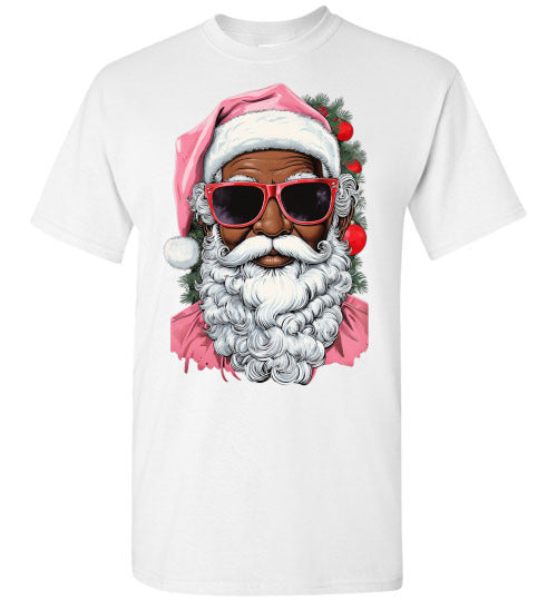 Black African American Santa Clause Tee Shirt Top T-Shirt