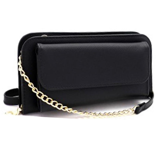 Versatile Saffiano Smartphone-Friendly Wallet Cross Body Black