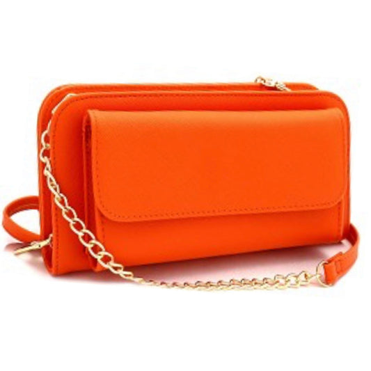 Versatile Saffiano Smartphone-Friendly Wallet Cross Body Coral