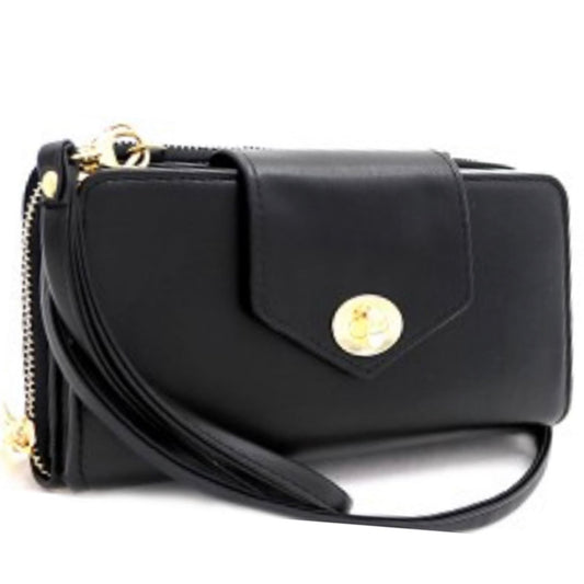 Versatile Cellphone Compartment Wallet Cross Body Black