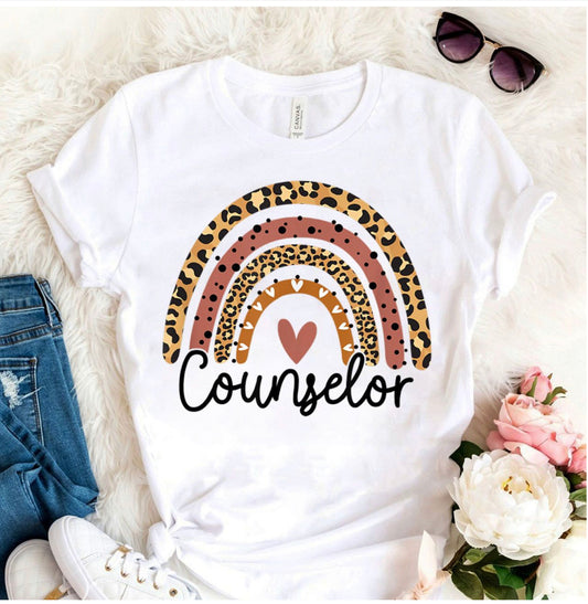 Counselor rainbow graphic t-shirt top